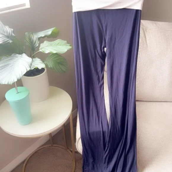 Amazon Y2K Navy and White Flare Pants fold over - Picture 8 of 9